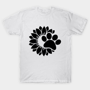 Sunflower with Paw in black T-Shirt